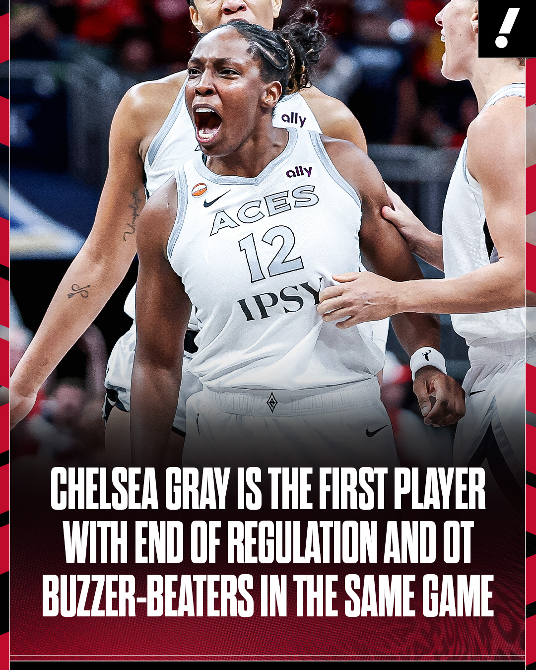 Chelsea Gray made WNBA HISTORY in the Aces' win over the Fever 🤯

Gray tied the game at the end of regulation and scored the game-winner in OT 🔥

(h/t Elias Sports Bureau)