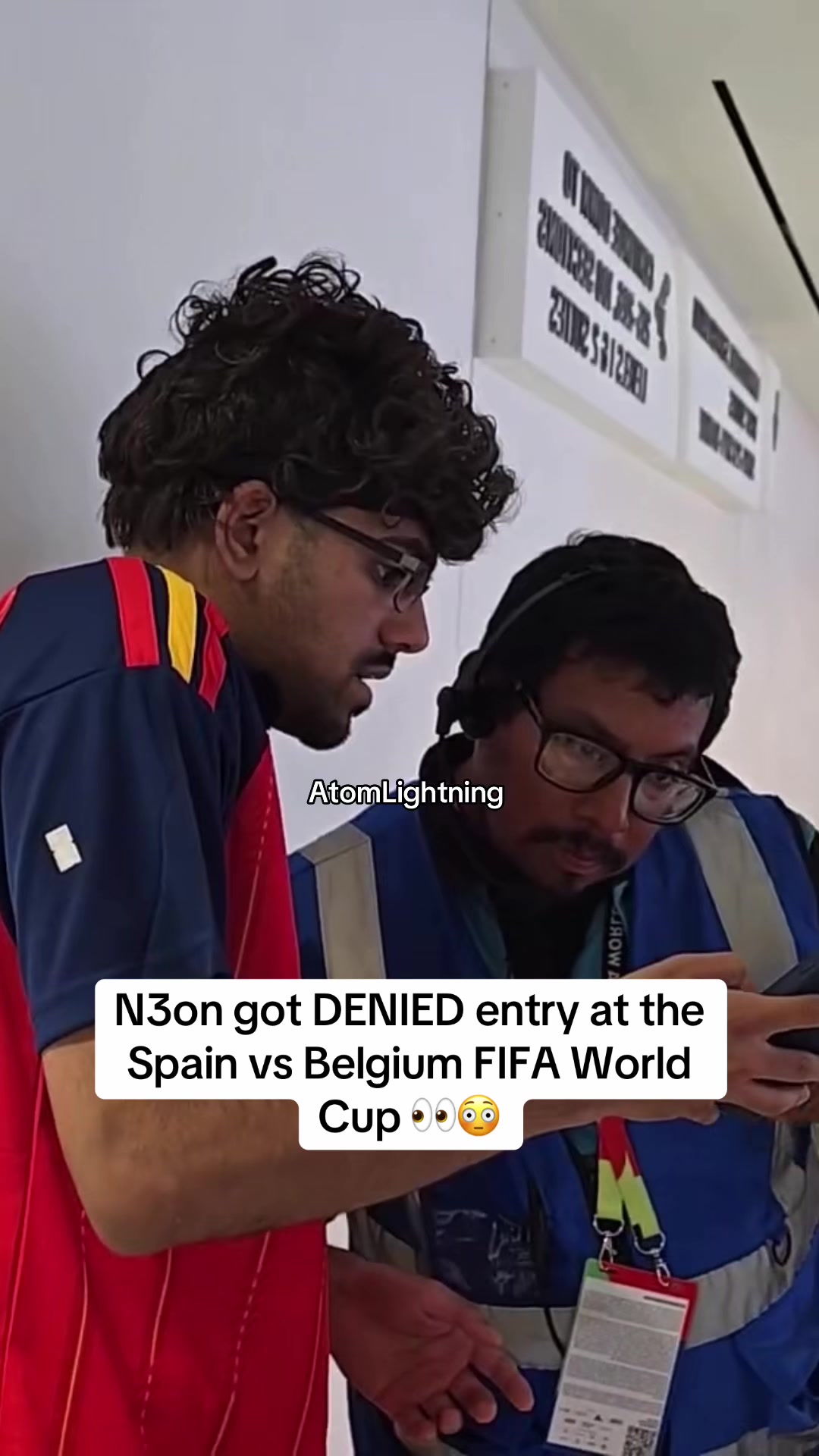 N3on got DENIED entry at the Spain vs Belgium FIFA World Cup 👀😳 #n3on #worldcup 