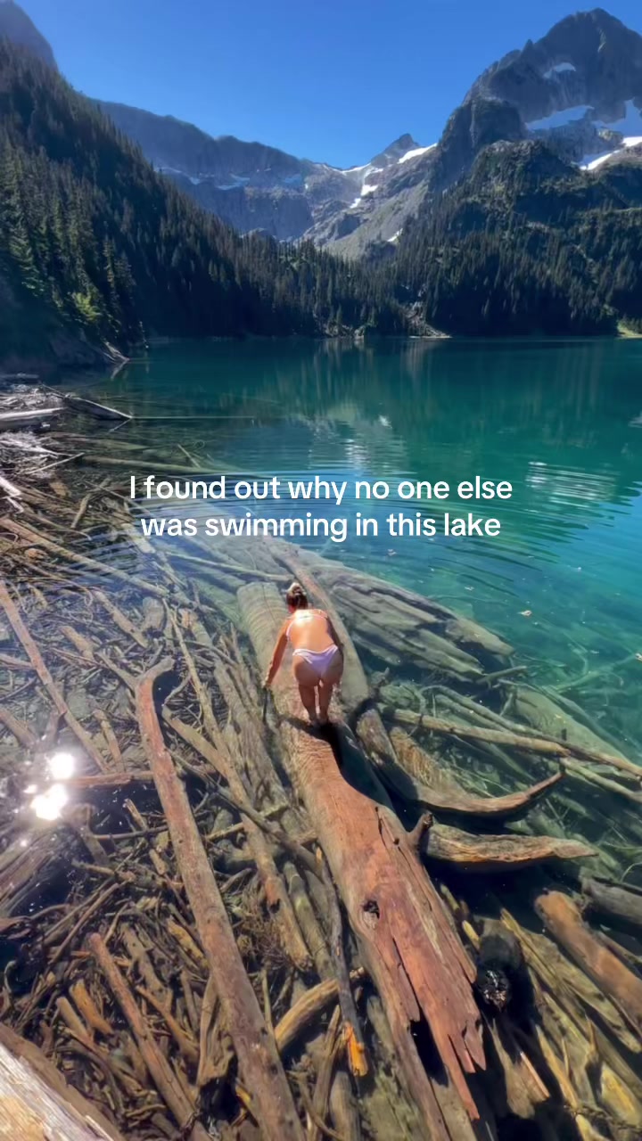 The most beautiful spot in the world but swim at your own risk 😂 #alpinelake #adventure #travel #fyp #glacier