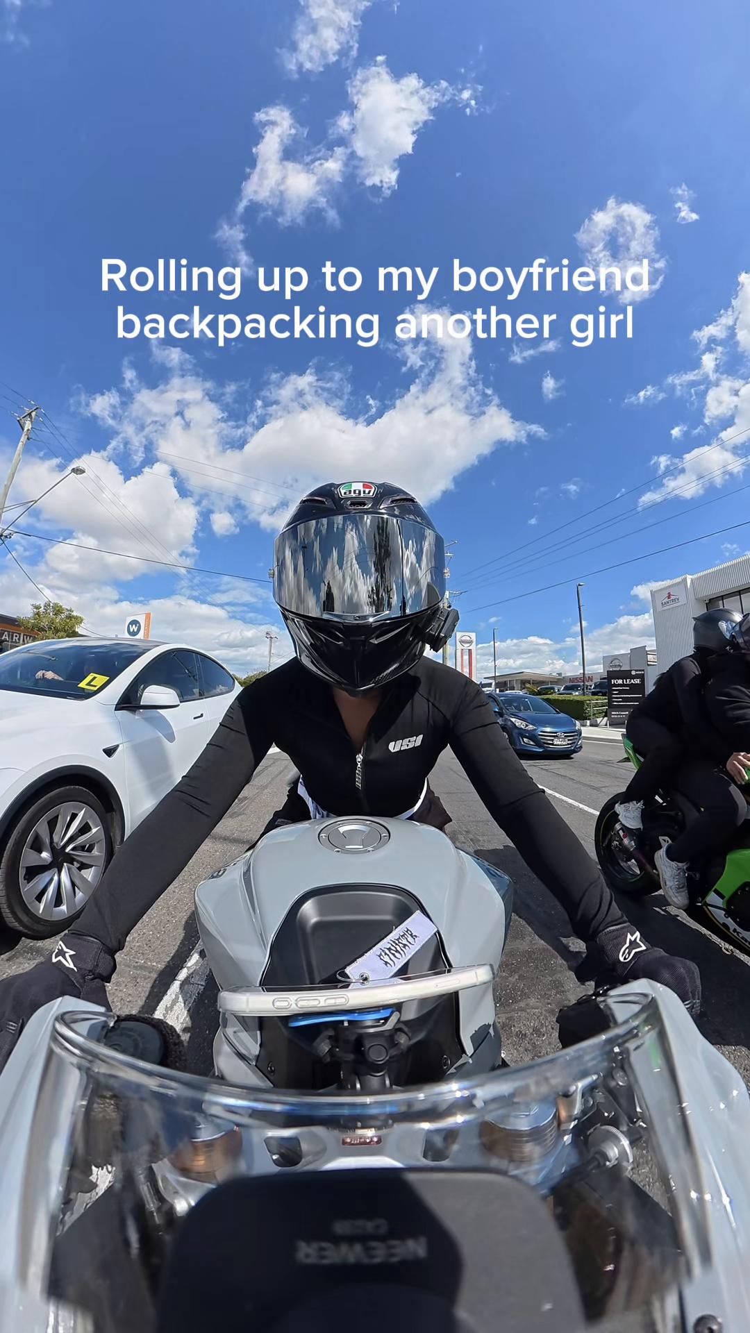 Lucky it was just my sister 😤 #biketok #fyp #bikergirl #motorcycle #biker @1kr.menace 